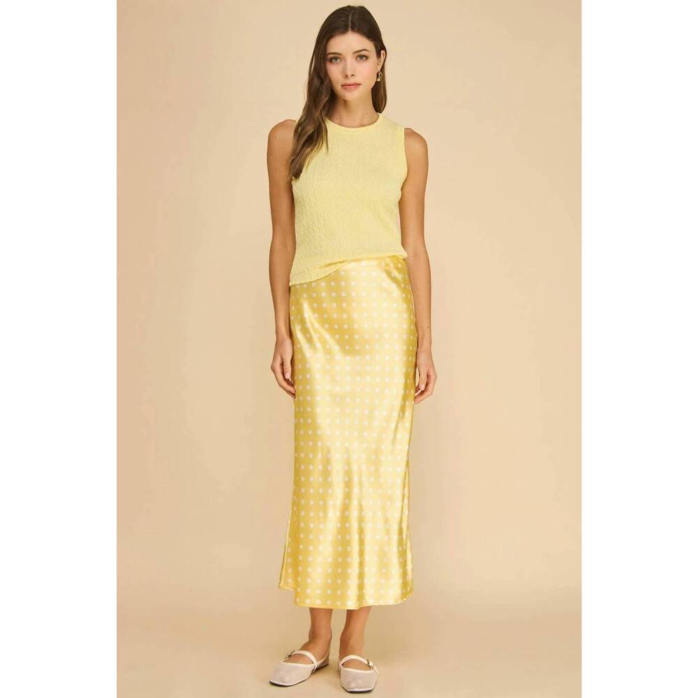 NEW IF SHE LOVES aniston slip skirt in yellow polka dot